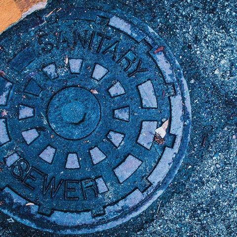Photograph of a sanitary sewer manhole cover