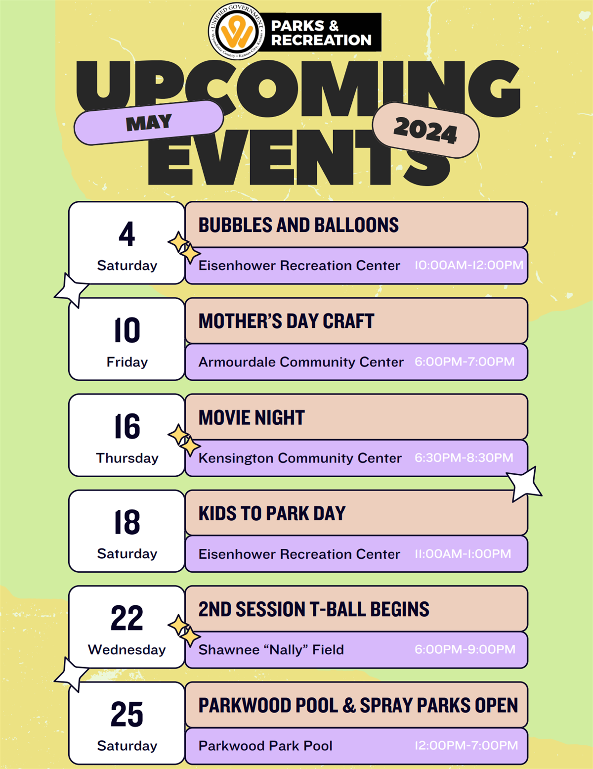 UG Parks & Recreation Presents: 2024 May Upcoming Events – Unified ...